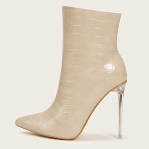 Croc Embossed Stilletto Heel Boot
